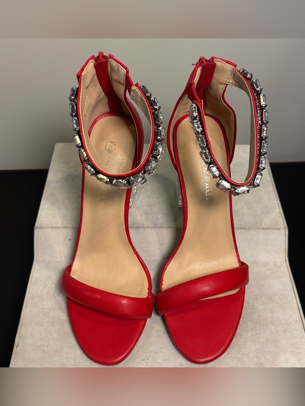 Rampage Red Crystal-Ankle Block Heels , size 9, NWOT - Picture 5 of 8